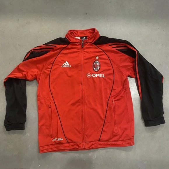 Vintage AC Milan Adidas Full Zip Training Jacket Soccer OPEL Embroidered Small